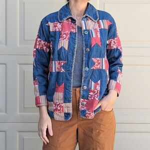 SUSAN BRISTOL chore coat denim patchwork S petite